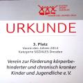 Urkunde der Sparkasse zum Verein des Jahres 2014 - <b>Verein des Jahres 2014 - Sparkasse Dresden</b>